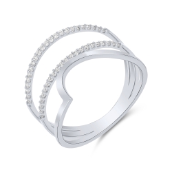 Prsteň z bieleho zlata s kameňmi SYN ZIRKÓN 5A- BIELY