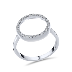 Prsteň  zo striebra s kameňmi SYN ZIRKÓN 5A- BIELY