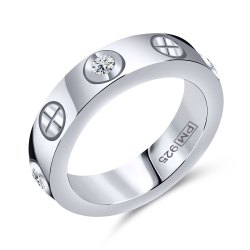 Prsteň  zo striebra s kameňmi SYN ZIRKÓN 5A- BIELY