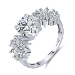 Prsteň  zo striebra s kameňmi SYN ZIRKÓN 5A- BIELY