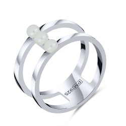 Prsteň  zo striebra s kameňmi KULT. RIEČNA PERLA- BIELA