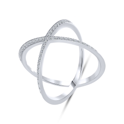 Prsteň  zo striebra s kameňmi SYN ZIRKÓN 5A- BIELY