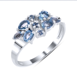 Prsteň  zo striebra s kameňmi Topás SWISS BLUE