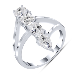 Prsteň  zo striebra s kameňmi SYN ZIRKÓN 5A- BIELY