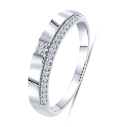 Prsteň  zo striebra s kameňmi SYN ZIRKÓN 5A- BIELY