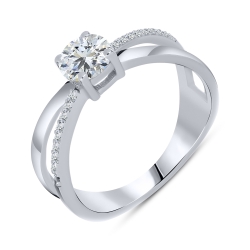 Prsteň  zo striebra s kameňmi SYN ZIRKÓN 5A- BIELY