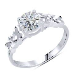 Prsteň  zo striebra s kameňmi SYN ZIRKÓN 5A- BIELY