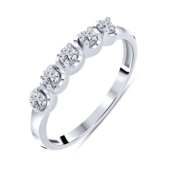 Prsteň  zo striebra s kameňmi SYN ZIRKÓN 5A- BIELY