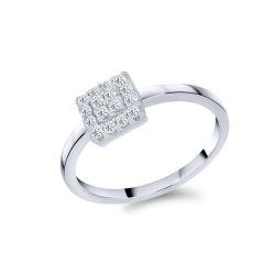 Prsteň  zo striebra s kameňmi SYN ZIRKÓN 5A- BIELY