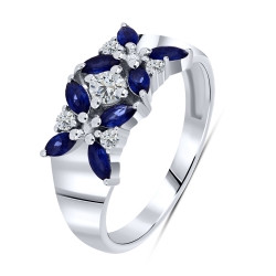 Prsteň  zo striebra s kameňmi , SYN ZIRKÓN 5A- BIELY