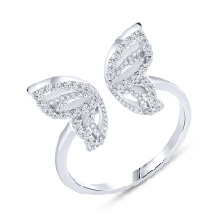 Prsteň  zo striebra s kameňmi SYN ZIRKÓN 5A- BIELY