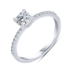 Prsteň  zo striebra s kameňmi SYN ZIRKÓN 5A- BIELY