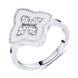 Prsteň  zo striebra s kameňmi SYN ZIRKÓN 5A- BIELY