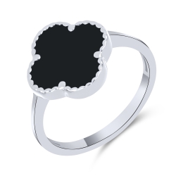 Prsteň  zo striebra s kameňmi ČIERNE MINERÁLNE SKLO
