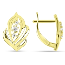 Náušnice zo žltého zlata s kameňmi SYN ZIRKÓN 5A- BIELY