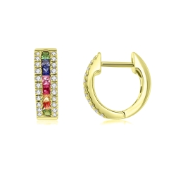 Náušnice zo žltého zlata s kameňmi Diamant, Zafír