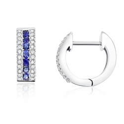 Náušnice z bieleho zlata s kameňmi Diamant, Zafír