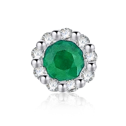 Prívesok z bieleho zlata s kameňmi Diamant, Smaragd