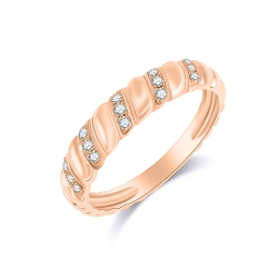 Prsteň z ružového zlata s kameňmi Diamant